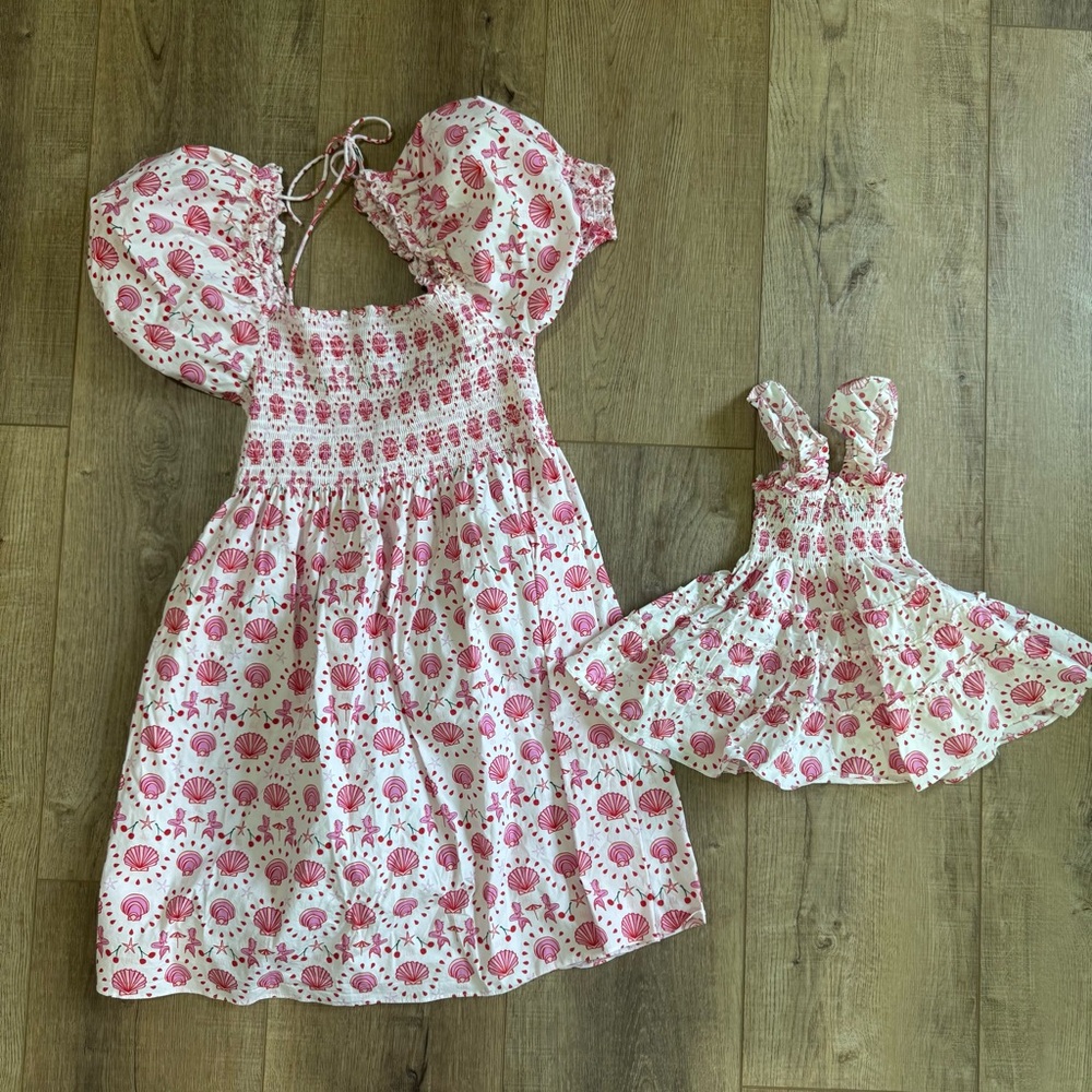 Hill House Home mommy and me matching Athena nap dress and girls dress mermaid